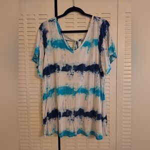 Lane Bryant Blue and White Swing Tee